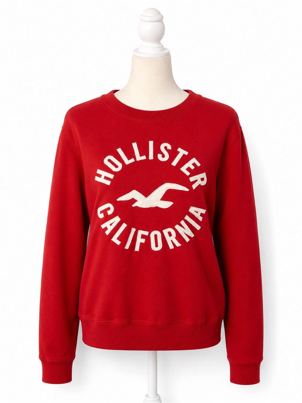 Hollister California Y2K Cropped Sweatshirt Red Crewneck Pullover Size Small